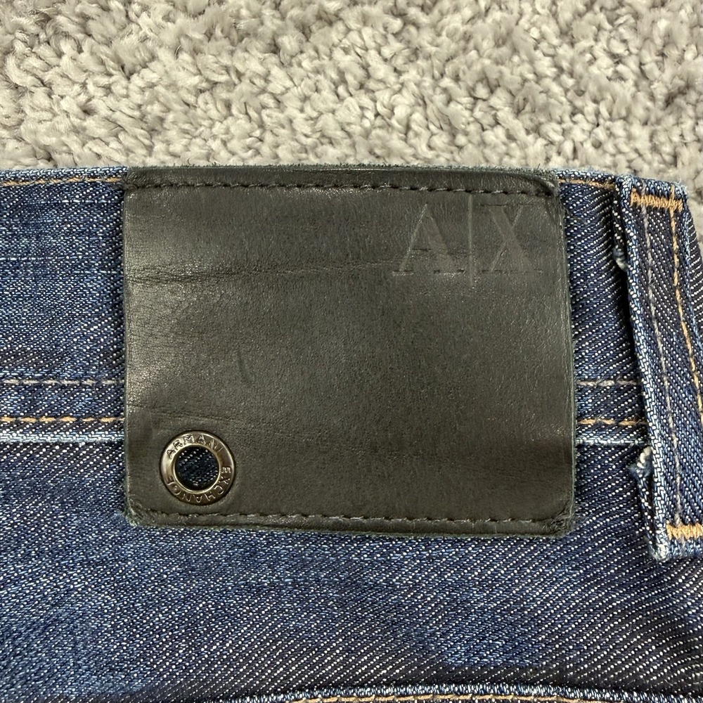Armani Exchange Jeans Mens 32 Reg Button Fly Straight Fit Distressed Made In USA - Picture 11 of 14